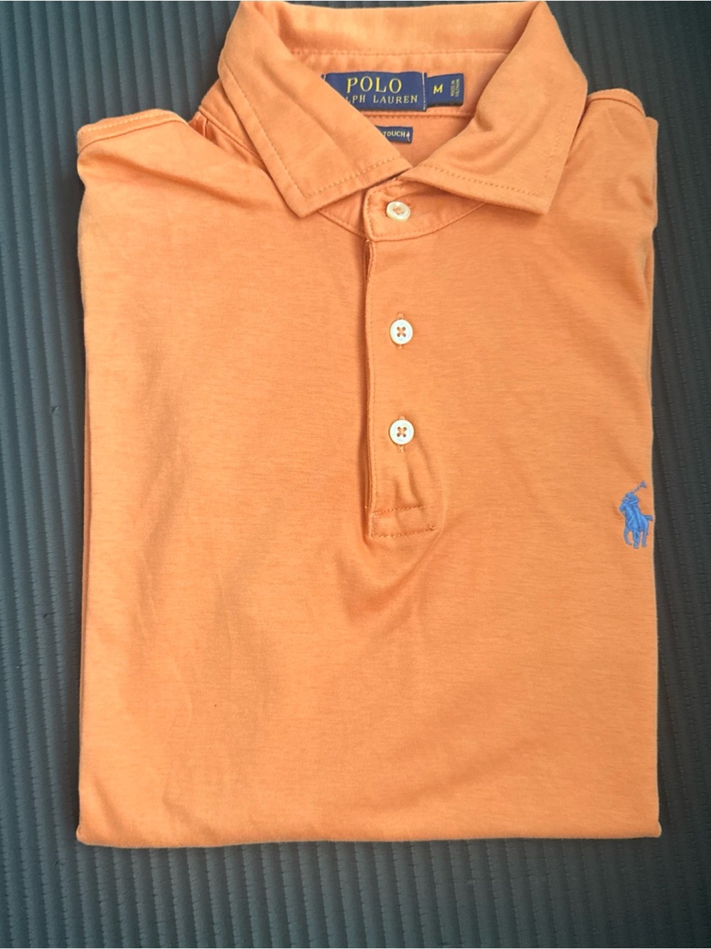 Ralph Lauren Orange Polo with Blue Pony Embroidery